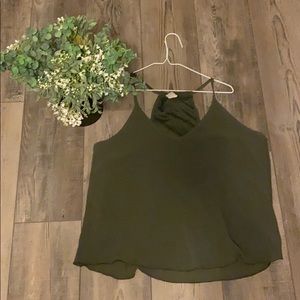 *3 for $35* Forest green flowy racerback tank